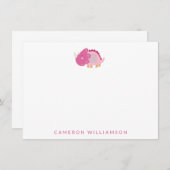 Cute Dinosaur in roze gepersonaliseerde schrijfben Bedankkaart (Voorkant / Achterkant)