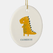 Cute Dinosaur in Yellow Personalized Keramisch Ornament (Rechts)