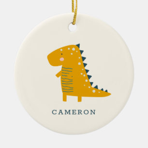 Cute Dinosaur in Yellow Personalized Keramisch Ornament