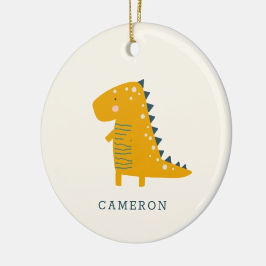 Cute Dinosaur in Yellow Personalized Keramisch Ornament (Links)