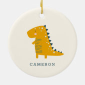 Cute Dinosaur in Yellow Personalized Keramisch Ornament (Achterkant)