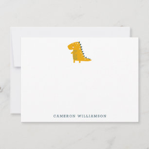 Cute Dinosaur in Yellow Personalized Stationery Bedankkaart