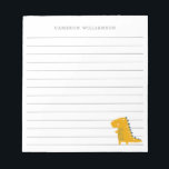 Cute Dinosaur in Yellow Personalized Stationery Notitieblok<br><div class="desc">Cute Dinosaur in Yellow Personalized Stationery Notitieblok</div>