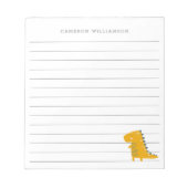 Cute Dinosaur in Yellow Personalized Stationery Notitieblok (Voorkant)