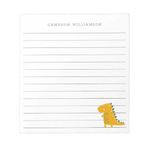Cute Dinosaur in Yellow Personalized Stationery Notitieblok