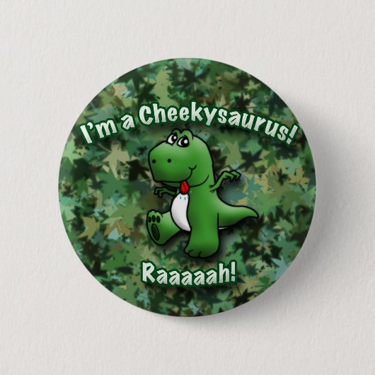Cute Dinosaur is een Cheekysaurus Ronde Button 5,7 Cm (Voorkant)