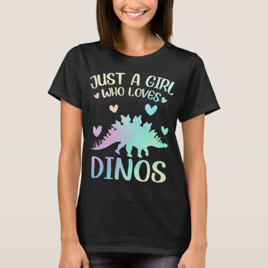 Cute Dinosaur is gewoon een meisje dat van Dinos h T-shirt (Voorkant)