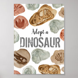 Cute dinosaur jarig adopteert een dinosaurus poste poster