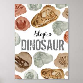 Cute dinosaur jarig adopteert een dinosaurus poste poster