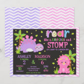 Cute Dinosaur Joint Birthday  Kaart (Voorkant / Achterkant)