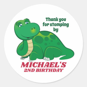 Cute Dinosaur Jurassic Kids Birthday Party Ronde Sticker