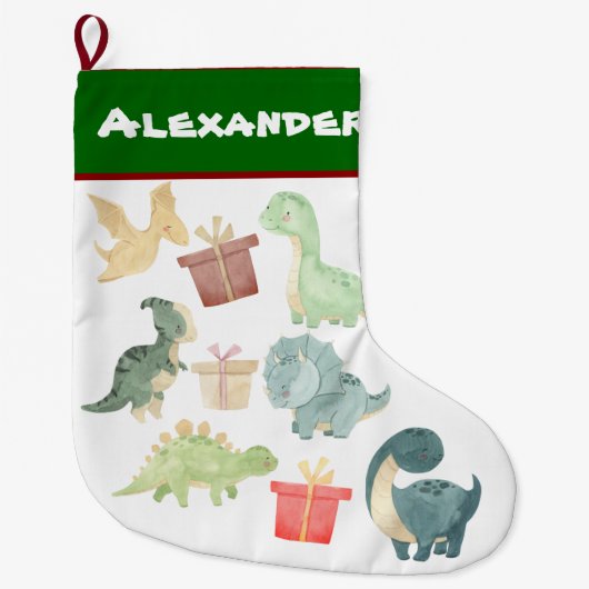 Cute Dinosaur-kerstcadeauruil Grote Kerstsok (Voorkant)