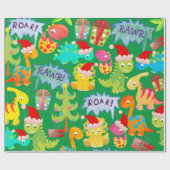 Cute Dinosaur-kerstCartoon Cadeaupapier (Vlak)