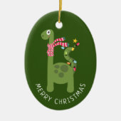 Cute Dinosaur-kerstfoto Keramisch Ornament (Voorkant)