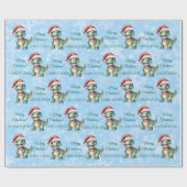 Cute Dinosaur Kerstmis Cadeaupapier (Vlak)