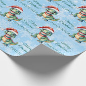 Cute Dinosaur Kerstmis Cadeaupapier (Hoek)