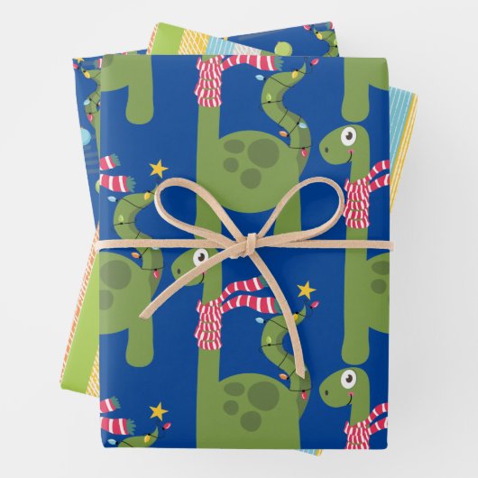 Cute Dinosaur Kerstmis Inpakpapier Vel (In situ)