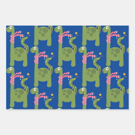 Cute Dinosaur Kerstmis Inpakpapier Vel (Voorkant)