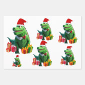 Cute Dinosaur Kerstmis Inpakpapier Vel (Voorkant)