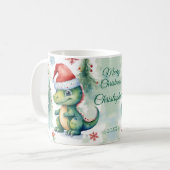 Cute Dinosaur Kerstmis Koffiemok (Voorkant links)