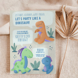 Cute Dinosaur Kids Birthday Party Invitation Kaart