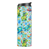 Cute Dinosaur Kids Pattern Thermosbeker (Gedraaid links)