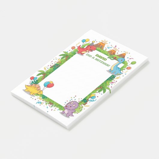 Cute Dinosaur Kids Persoonlijke Mitzvah Post-it® Notes (Schuin)