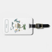 Cute Dinosaur Kids Travel Personalized Cartoon Bagagelabel (Voorkant horizontaal)