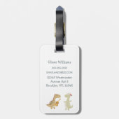 Cute Dinosaur Kids Travel Personalized Cartoon Bagagelabel (Achterkant verticaal)