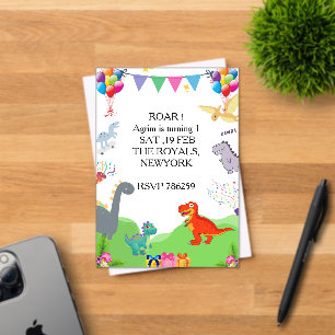 Cute Dinosaur Kids Verjaardagsuitnodiging Acryl Uitnodigingen