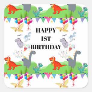 Cute Dinosaur Kids Verjaardagsuitnodiging Vierkante Sticker