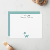 Cute Dinosaur Kind A Note from Note Kaart Notitiekaartje (Voorkant / Achterkant in situ)