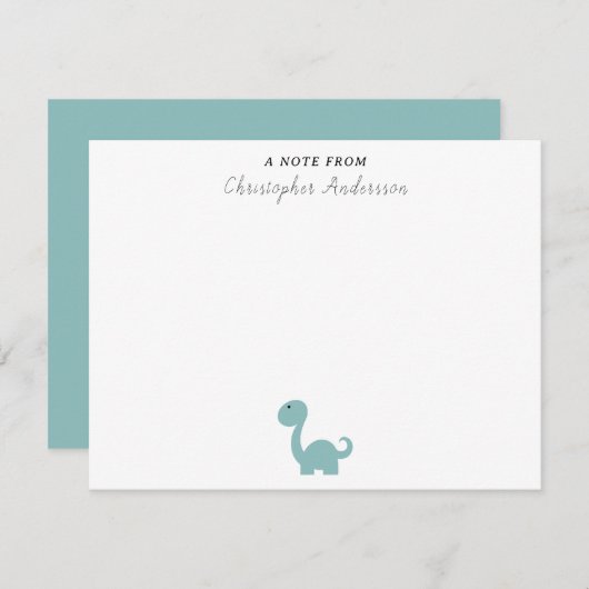 Cute Dinosaur Kind A Note from Note Kaart Notitiekaartje (Voorkant / Achterkant)