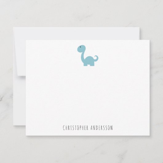 Cute Dinosaur Kind Personalized Notitiekaartje (Voorkant)