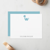 Cute Dinosaur Kind Personalized Notitiekaartje (Voorkant / Achterkant in situ)