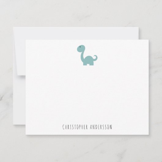 Cute Dinosaur Kind Personalized Notitiekaartje (Voorkant)