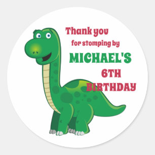 Cute Dinosaur Kinder Jurassic Birthday Party Ronde Sticker