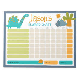 Cute Dinosaur Kinder Reward Chart for Daily Routin Notitieblok