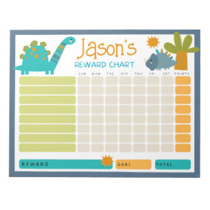 Cute Dinosaur Kinder Reward Chart for Daily Routin Notitieblok