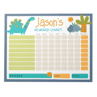 Cute Dinosaur Kinder Reward Chart for Daily Routin Notitieblok