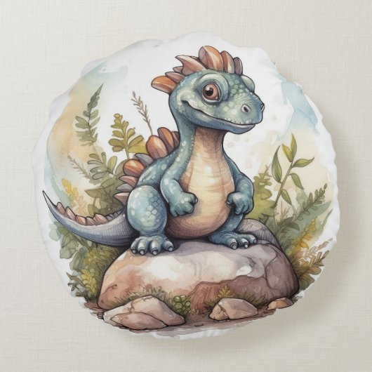 Cute Dinosaur Kinder Room Decorative Rond Kussen (Achterkant)