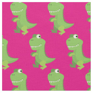 Cute Dinosaur Kinder T-Rex Dino Cartoon Roze meisj Stof