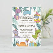 Cute Dinosaur kinderen Birthday Kaart (Staand voorkant)