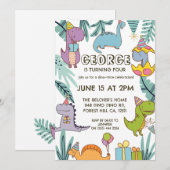 Cute Dinosaur kinderen Birthday Kaart (Voorkant / Achterkant)