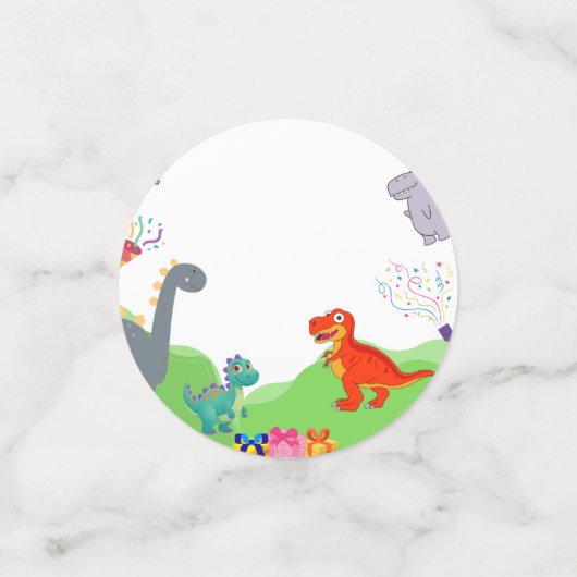 Cute Dinosaur Kinderen Verjaardagsuitnodiging Confetti (Kleine voorkant)