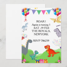 Cute Dinosaur Kinderen Verjaardagsuitnodiging