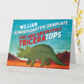 Cute Dinosaur Kindergarten Afstuderen Kaart (Gele Bloem)