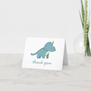 Cute Dinosaur Kinderverjaardag   Triceratops Feest Bedankkaart