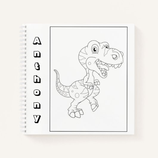 Cute Dinosaur Kleur uw eigen naamschets Notitieboek (Voorkant)