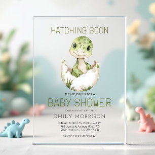 Cute Dinosaur Komt Eraan Baby Shower Acryl Uitnodigingen